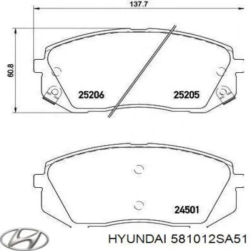 Колодки Hyundai/Kia 581012SA51 цена, от 39.78 USD