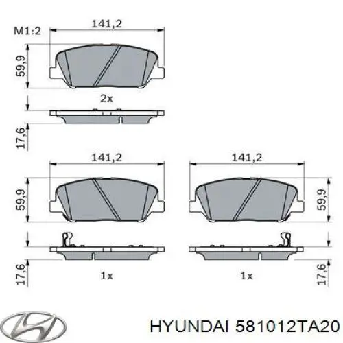 Передние тормозные колодки 581012TA20 Hyundai/Kia