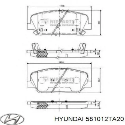 Тормозные колодки Hyundai/Kia 581012TA20