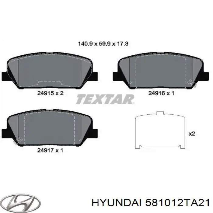 581012TA21 Hyundai/Kia Колодки передние