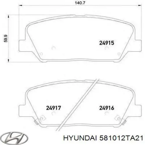 581012TA21 Hyundai/Kia sapatas do freio dianteiras de disco