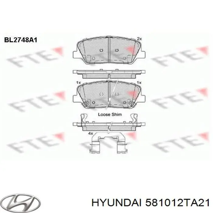 Колодки Hyundai/Kia 581012TA21 цена, от 50.21 USD