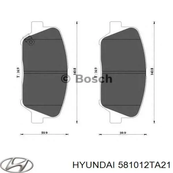 Передние тормозные колодки 581012TA21 Hyundai/Kia