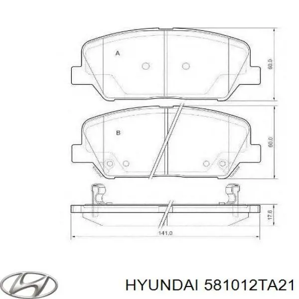 Тормозные колодки Hyundai/Kia 581012TA21