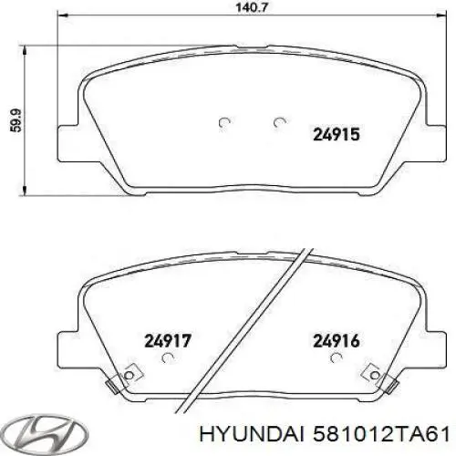 581012TA61 Hyundai/Kia колодки тормозные передние дисковые