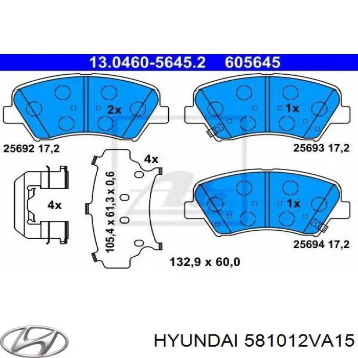 Купить 581012VA15 Hyundai/Kia Колодки тормозные