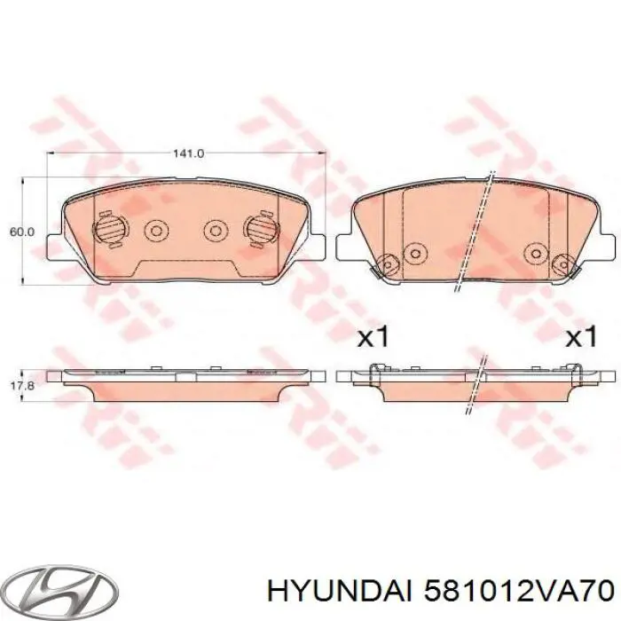 581012VA70 Hyundai/Kia передние тормозные колодки