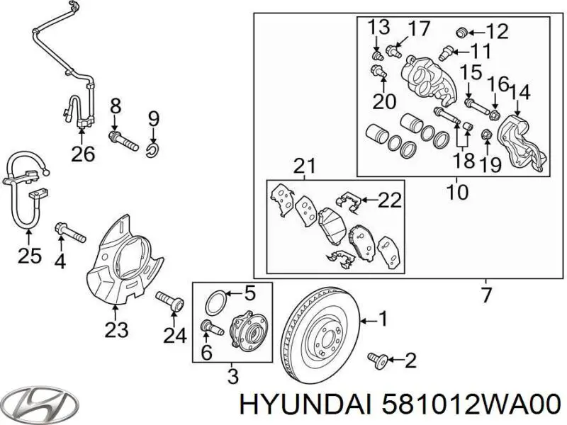 581012WA00 Hyundai/Kia колодки тормозные передние дисковые