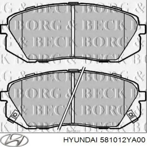 Sapatas do freio dianteiras de disco 581012YA00 Hyundai/Kia