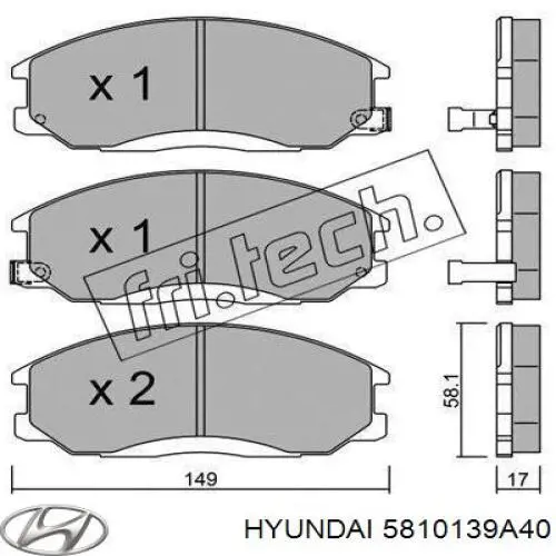 5810139A40 Hyundai/Kia колодки тормозные передние дисковые