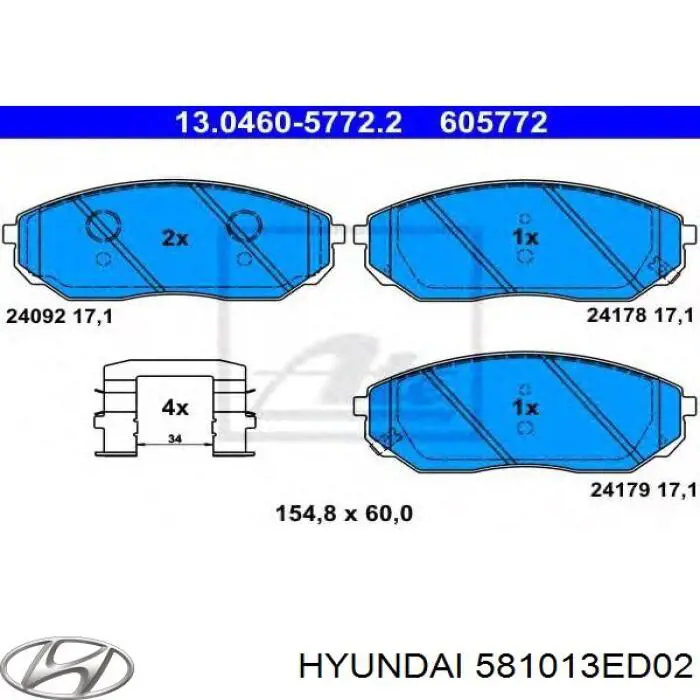 Купить 581013ED02 Hyundai/Kia Колодки тормозные