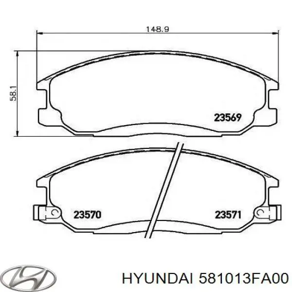 581013FA00 Hyundai/Kia колодки тормозные передние дисковые