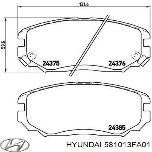 Передние тормозные колодки 581013FA01 Hyundai/Kia