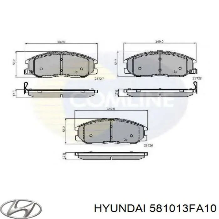 581013FA10 Hyundai/Kia колодки тормозные передние дисковые
