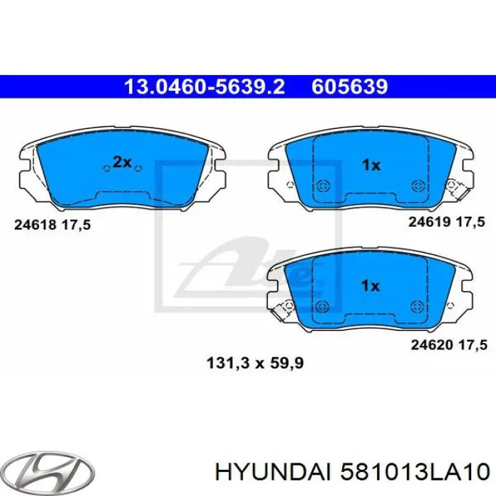 581013LA10 Hyundai/Kia колодки тормозные передние дисковые