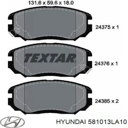 Купить 581013LA10 Hyundai/Kia Колодки тормозные