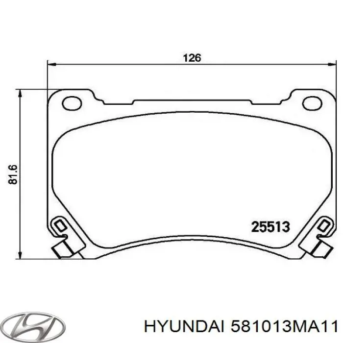 581013MA11 Hyundai/Kia колодки тормозные передние дисковые