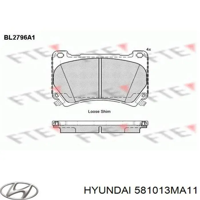 581013MA11 Hyundai/Kia Колодки передние