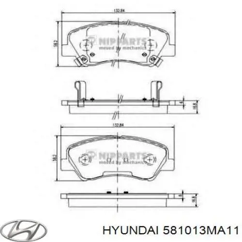 Передние тормозные колодки 581013MA11 Hyundai/Kia