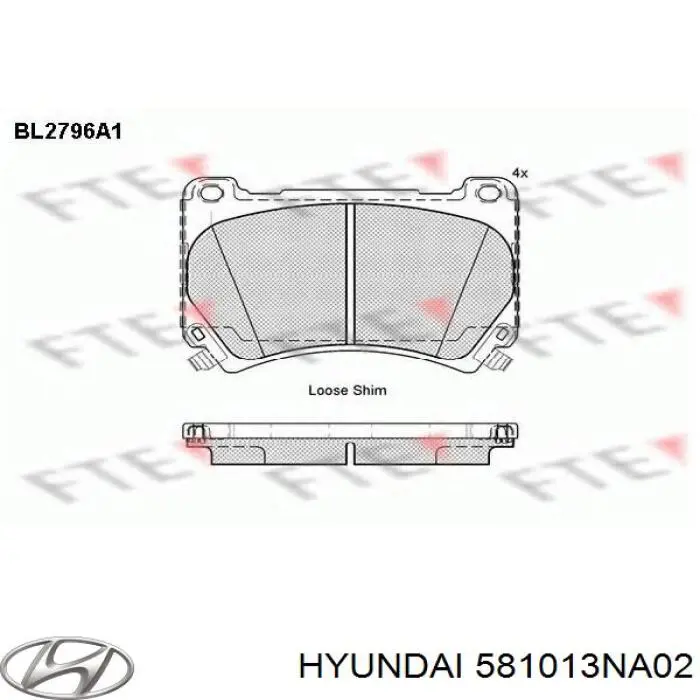 Передние тормозные колодки 581013NA02 Hyundai/Kia