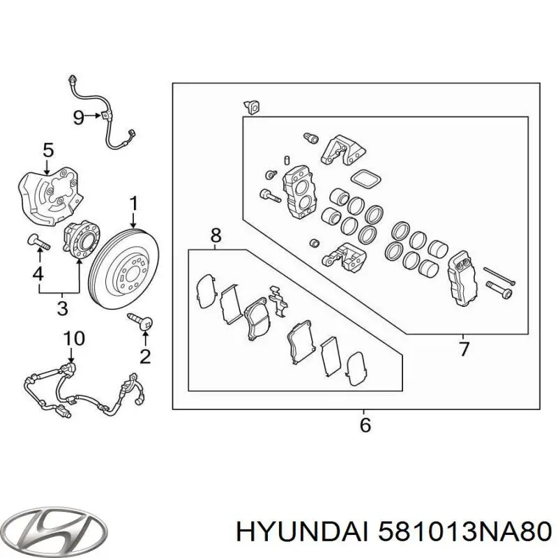 Передние тормозные колодки 581013NA80 Hyundai/Kia