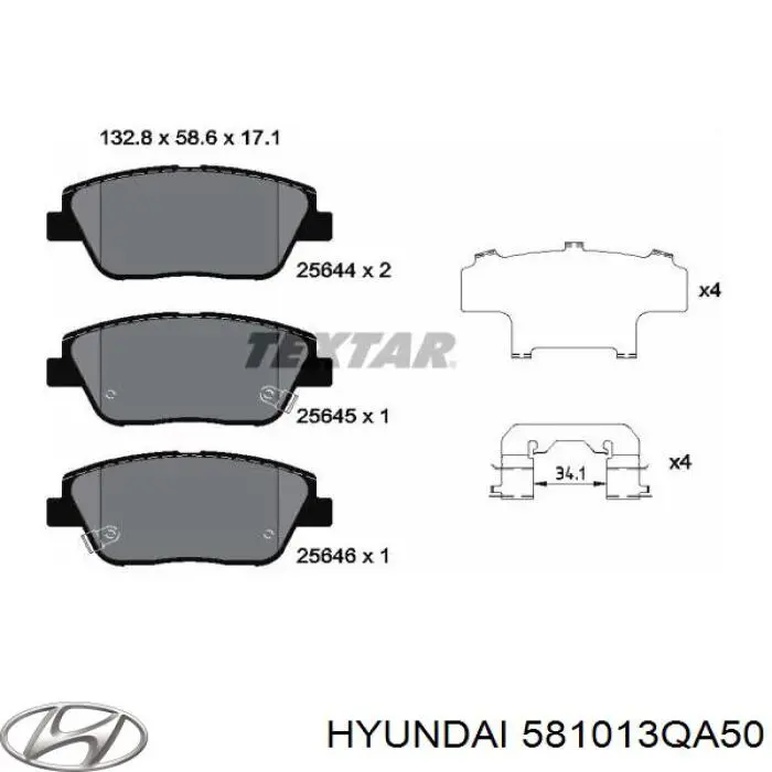 Передние тормозные колодки 581013QA50 Hyundai/Kia