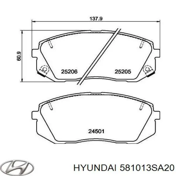 Передние тормозные колодки 581013SA20 Hyundai/Kia