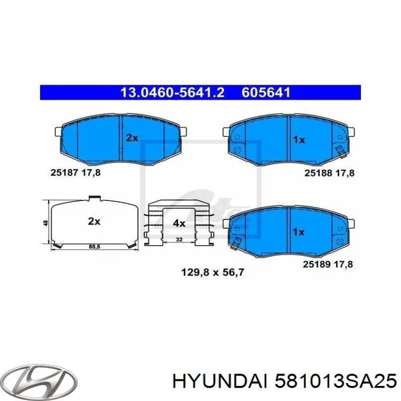 Передние тормозные колодки 581013SA25 Hyundai/Kia