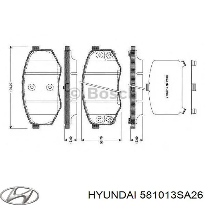Compre 581013SA26 Hyundai/Kia Sapatas do freio dianteiras de disco
