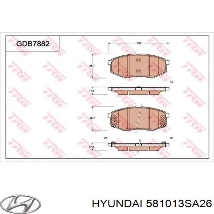 Sapatas do freio dianteiras de disco 581013SA26 Hyundai/Kia