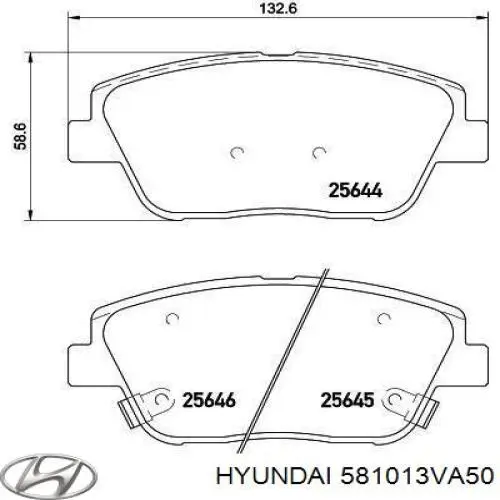 Передние тормозные колодки 581013VA50 Hyundai/Kia