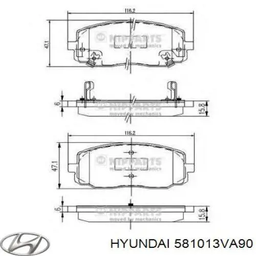 Передние тормозные колодки 581013VA90 Hyundai/Kia
