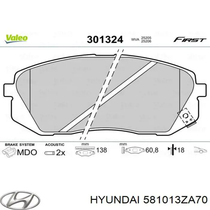 Купить 581013ZA70 Hyundai/Kia Колодки тормозные