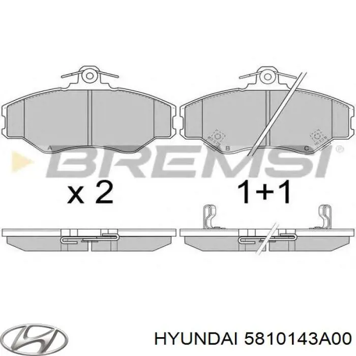 Передние тормозные колодки 5810143A00 Hyundai/Kia