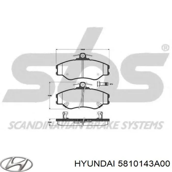 5810143A00 Hyundai/Kia передние тормозные колодки