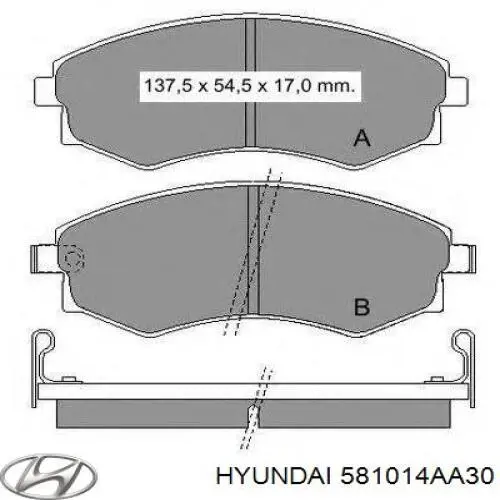 Тормозные колодки Hyundai/Kia 581014AA30