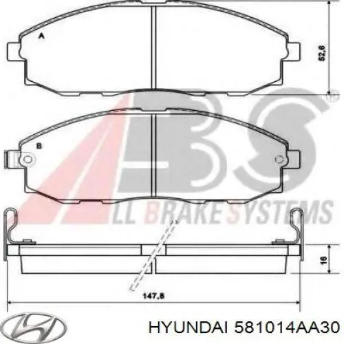 Колодки Hyundai/Kia 581014AA30 цена, от 22.51 USD
