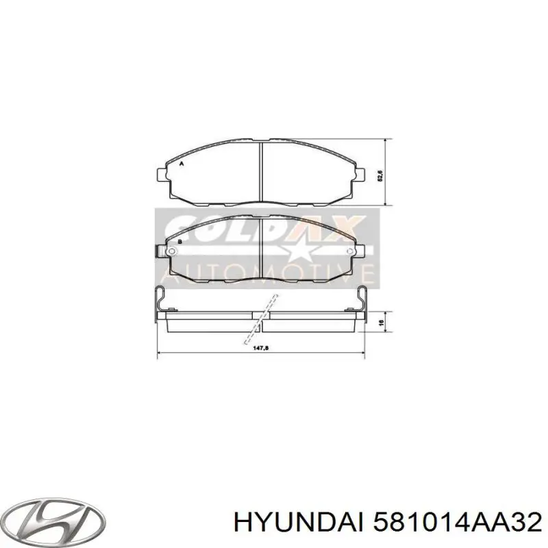 Передние тормозные колодки 581014AA32 Hyundai/Kia