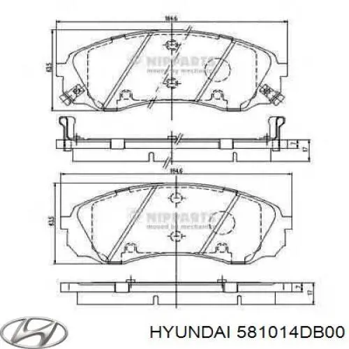 Передние тормозные колодки 581014DB00 Hyundai/Kia