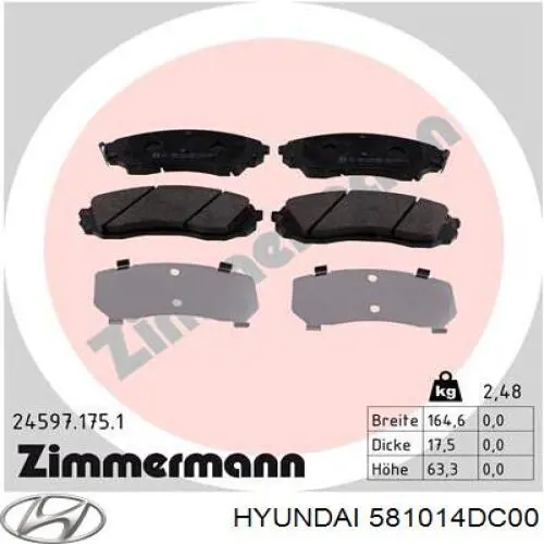 Тормозные колодки Hyundai/Kia 581014DC00