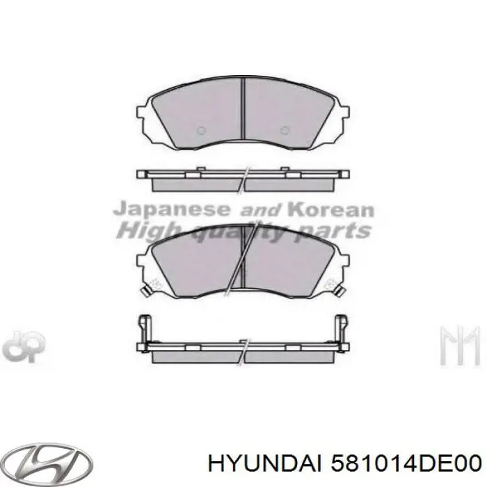 Передние тормозные колодки 581014DE00 Hyundai/Kia