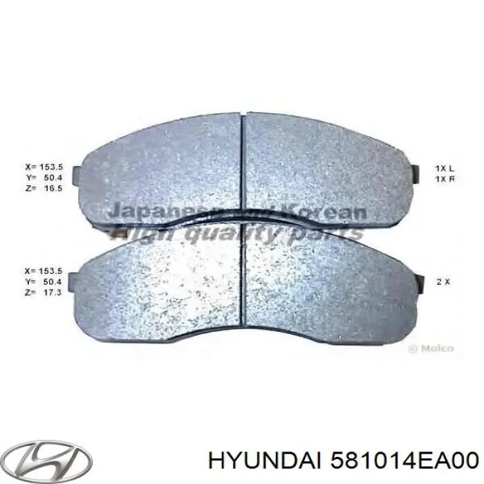 Передние тормозные колодки 581014EA00 Hyundai/Kia