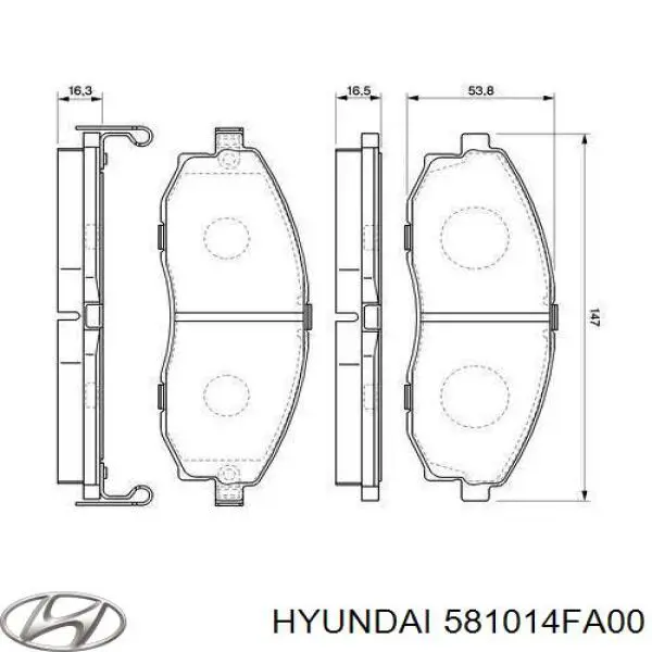 Передние тормозные колодки 581014FA00 Hyundai/Kia