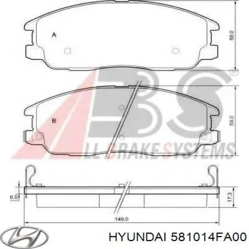 581014FA00 Hyundai/Kia Колодки передние