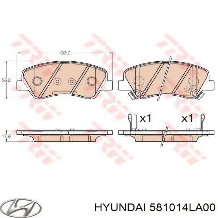 Передние тормозные колодки 581014LA00 Hyundai/Kia