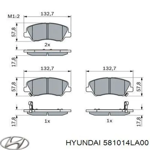Передние тормозные колодки 581014LA00 Hyundai/Kia