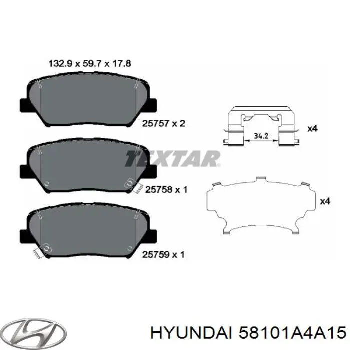 Купить 58101A4A15 Hyundai/Kia Колодки тормозные