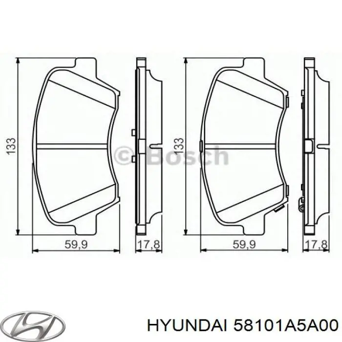58101A5A00 Hyundai/Kia колодки тормозные передние дисковые