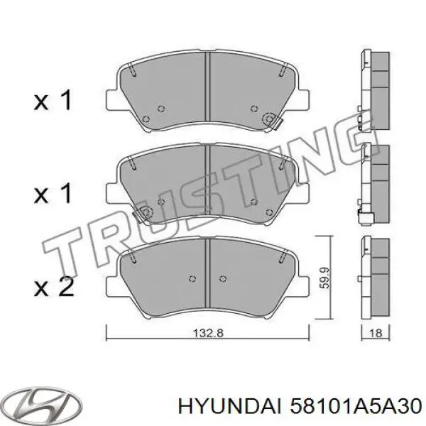 58101A5A30 Hyundai/Kia sapatas do freio dianteiras de disco