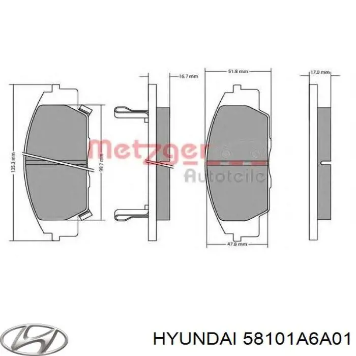 58101A6A01 Hyundai/Kia Колодки передние